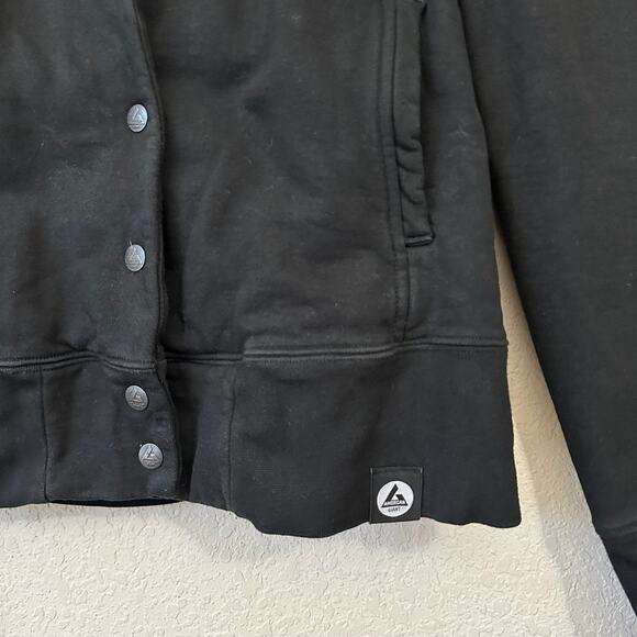 AMERICAN GIANT Baseball Jacket Black Cotton Outdoor Snap Button Bomber - Picture 6 of 13
